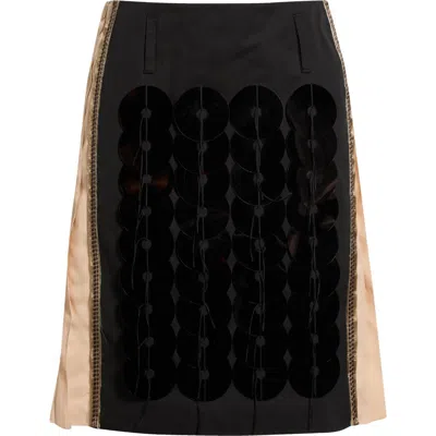 Marni Mixed Media Disc Sequin Skirt In Black