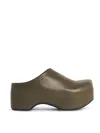 Marni Chunky Leather Platform Clog Sabots In Green