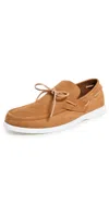 Marni Deconstructed Nubuck Boat Loafers With Leather Laces In Tobacco