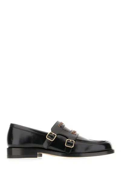 Marni Buckled Embroidered Leather Loafers In Black