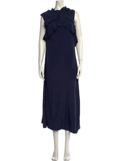 Pre-owned Marni Mock Neck Long Dress In Blue