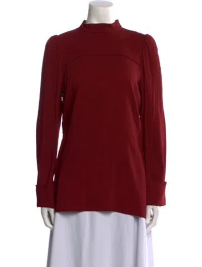Pre-owned Marni Mock Neck Long Sleeve Blouse In Red