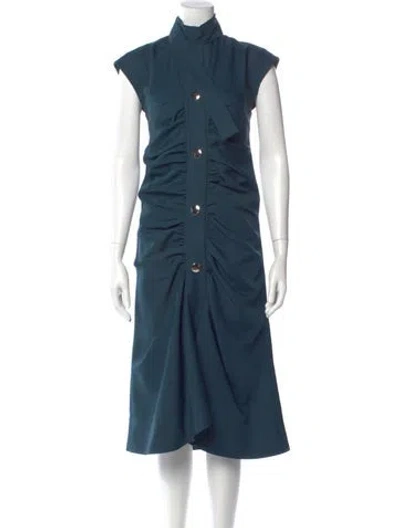 Pre-owned Marni Mock Neck Midi Length Dress In Blue