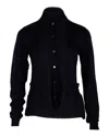 Marni Mock Neck Peplum Cardigan In Navy Wool In Blue