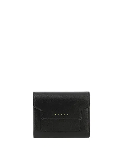 Marni Modern Saffiano Leather Wallet For Women In Black