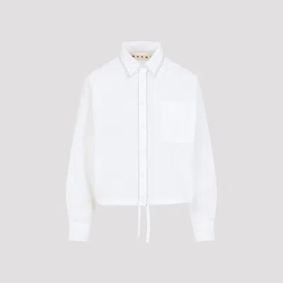 Marni Modern Stitch Cotton Shirt In White