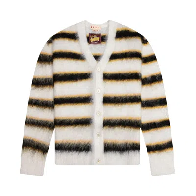 Pre-owned Marni Mohair And Wool Blend Cardigan 'lily/white'