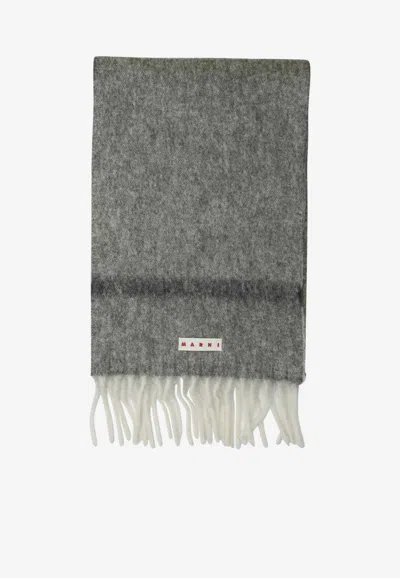 Marni Mohair-blend Ribbed Scarf In Gray