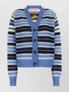 Marni Mohair Blend Striped V-neck Cardigan