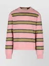 Marni Pink Striped Mohair Sweater In Multi