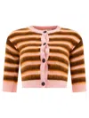 Marni Cropped Cardigan With Playful Stripe Pattern In Pink