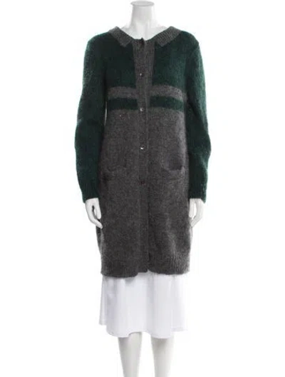 Pre-owned Marni Mohair Colorblock Pattern Sweater In Green