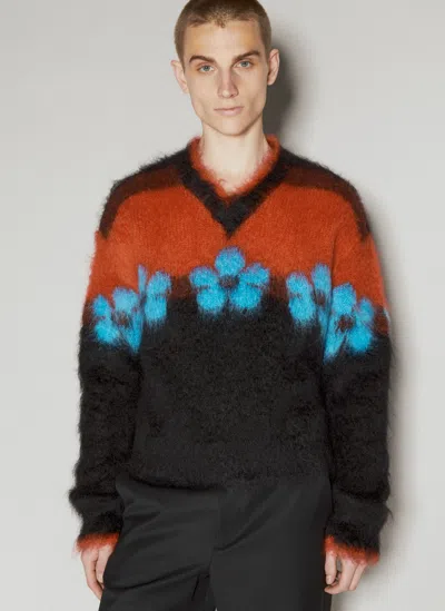 Marni Mohair Flower Sweater In Black