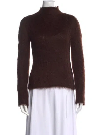 Pre-owned Marni Mohair Mock Neck Sweater In Brown