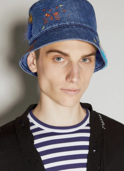 Marni Mohair Patches Bucket Hat In Blue