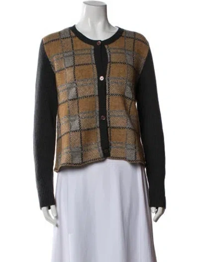 Pre-owned Marni Mohair Plaid Print Sweater In Gray