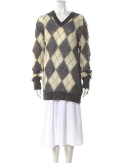 Pre-owned Marni Mohair Plaid Print Sweater In Green