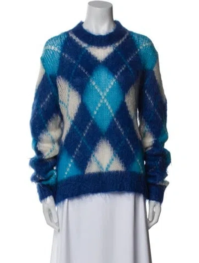 Pre-owned Marni Mohair Plaid Print Sweater W/ Tags In Blue