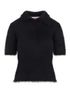 Marni Fuzzy Short Sleeve Sweater In Black