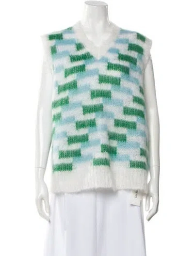 Pre-owned Marni Mohair Printed Sweater In Green