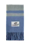Marni Block Frayed Knitted Mohair Wool Scarf In Blue
