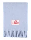 Marni Light Blue Alpaca Blend Scarf With Fringed Ends In Iris Blue