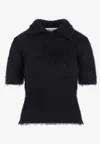 Marni Fuzzy Short Sleeve Sweater In Blue