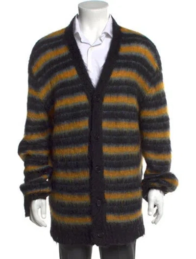 Pre-owned Marni Mohair Striped Cardigan In Black
