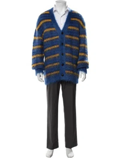 Pre-owned Marni Mohair Striped Cardigan In Blue