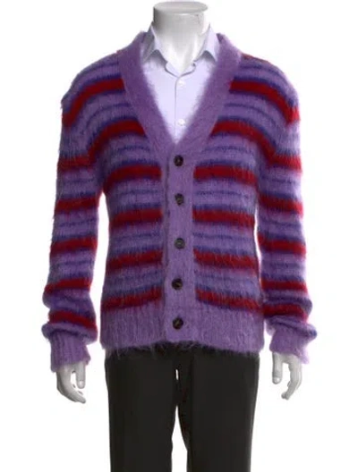 Pre-owned Marni Mohair Striped Cardigan In Purple