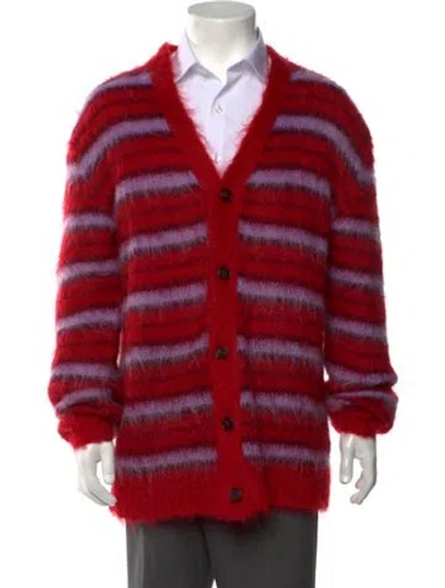 Pre-owned Marni Mohair Striped Cardigan In Purple/red