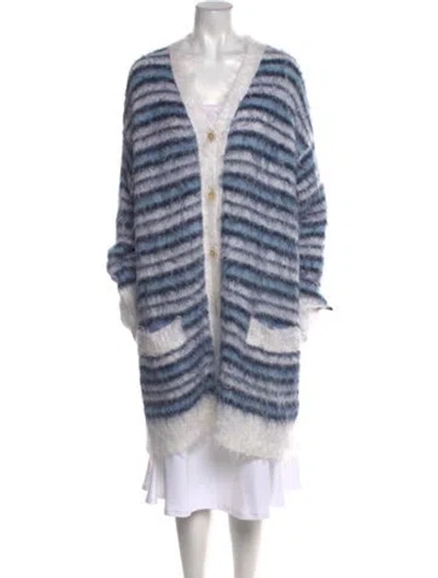 Pre-owned Marni Mohair Striped Sweater In Blue