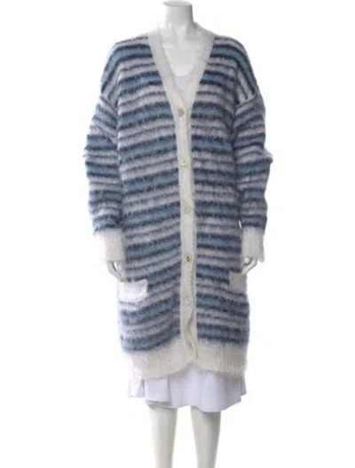 Pre-owned Marni Mohair Striped Sweater In Blue