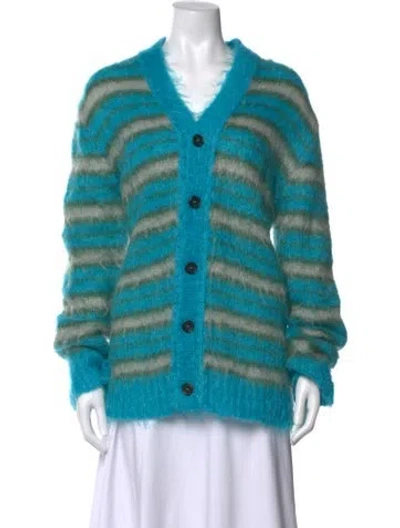 Pre-owned Marni Mohair Striped Sweater In Blue