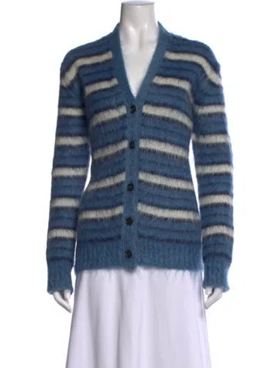 Pre-owned Marni Mohair Striped Sweater In Blue