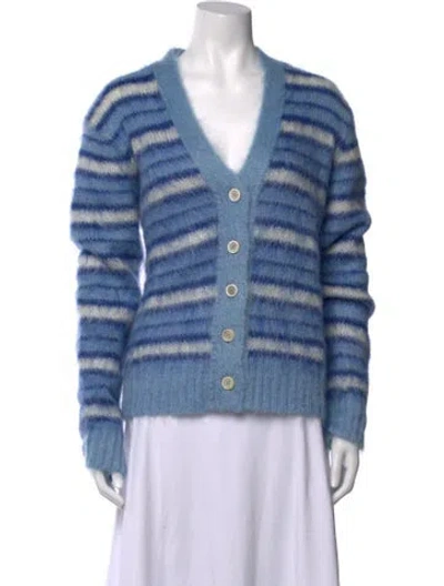 Pre-owned Marni Mohair Striped Sweater In Blue