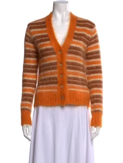 Pre-owned Marni Mohair Striped Sweater In Brown/orange