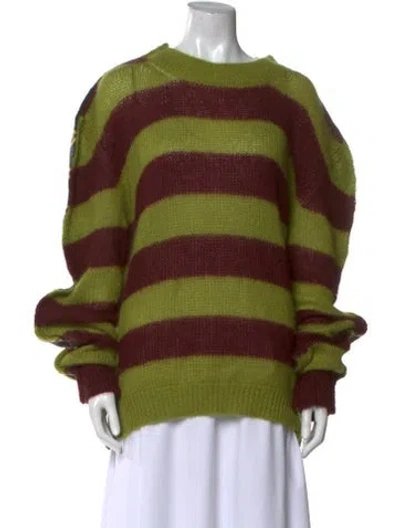 Pre-owned Marni Mohair Striped Sweater In Green