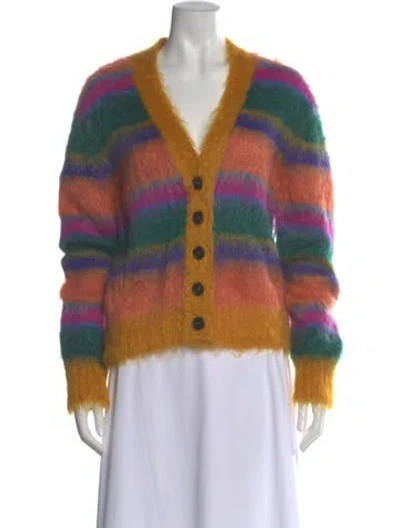 Pre-owned Marni Mohair Striped Sweater In Green