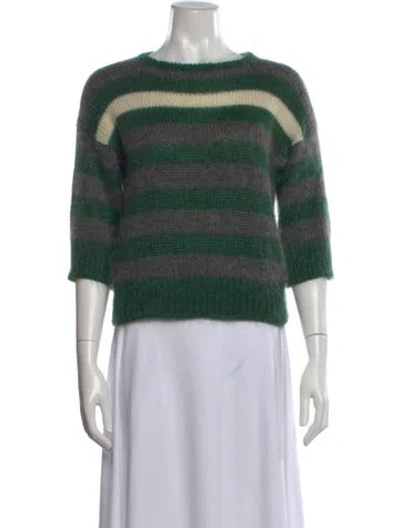 Pre-owned Marni Mohair Striped Sweater In Green