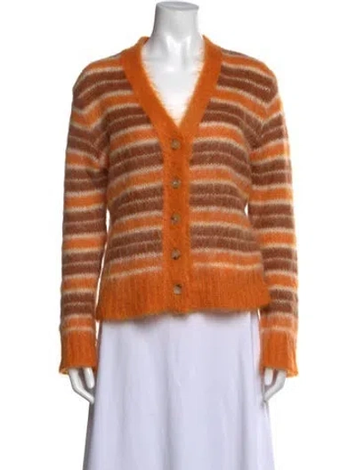 Pre-owned Marni Mohair Striped Sweater In Neutrals/orange