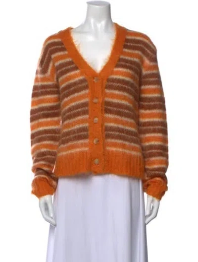 Pre-owned Marni Mohair Striped Sweater In Neutrals/orange
