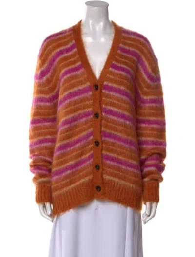 Pre-owned Marni Mohair Striped Sweater In Orange