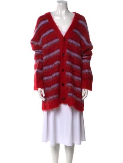 Pre-owned Marni Mohair Striped Sweater In Red