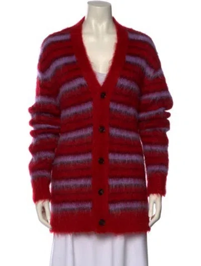 Pre-owned Marni Mohair Striped Sweater In Red