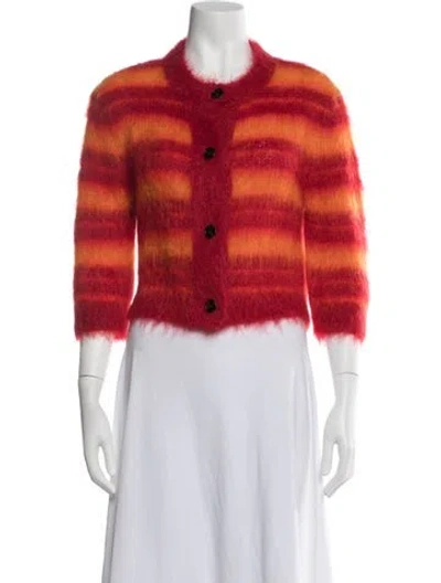 Pre-owned Marni Mohair Striped Sweater In Red