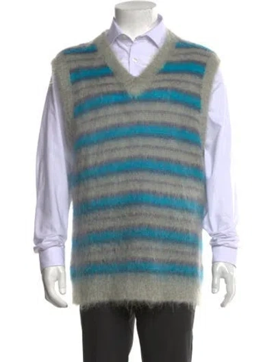 Pre-owned Marni Mohair Striped Sweater Vest In Blue