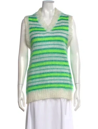 Pre-owned Marni Mohair Striped Sweater W/ Tags In Green