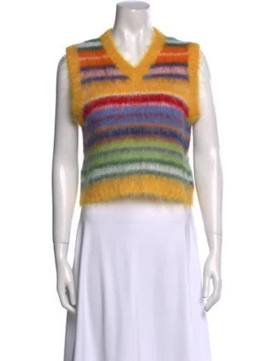 Pre-owned Marni Mohair Striped Sweater In Yellow