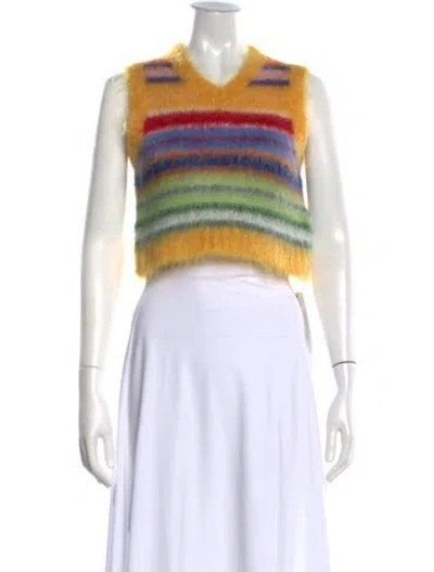 Pre-owned Marni Mohair Striped Sweater In Yellow